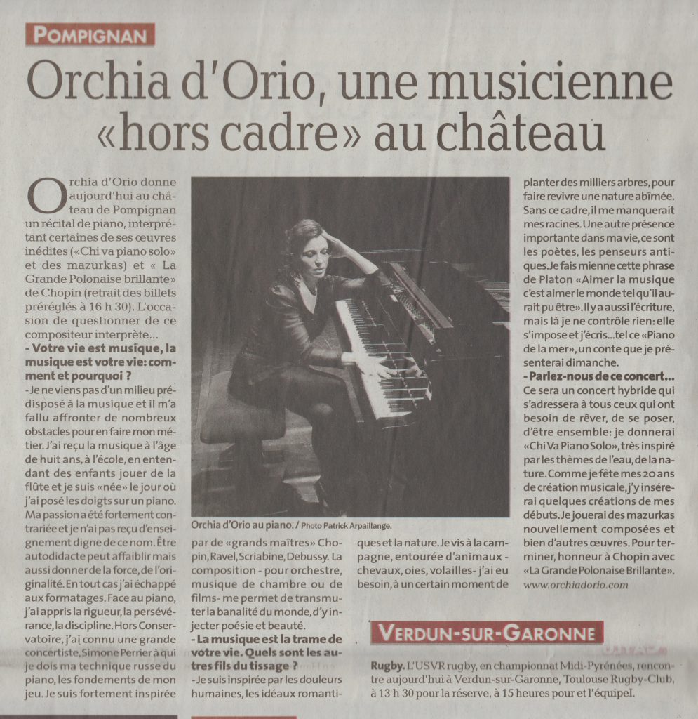 Orchia d'Orio, une musicienne «hors cadre»