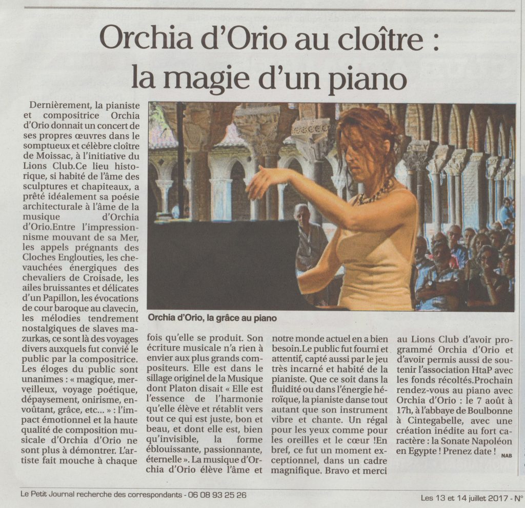 Orchia d'Orio au Cloître: la magie d'un piano