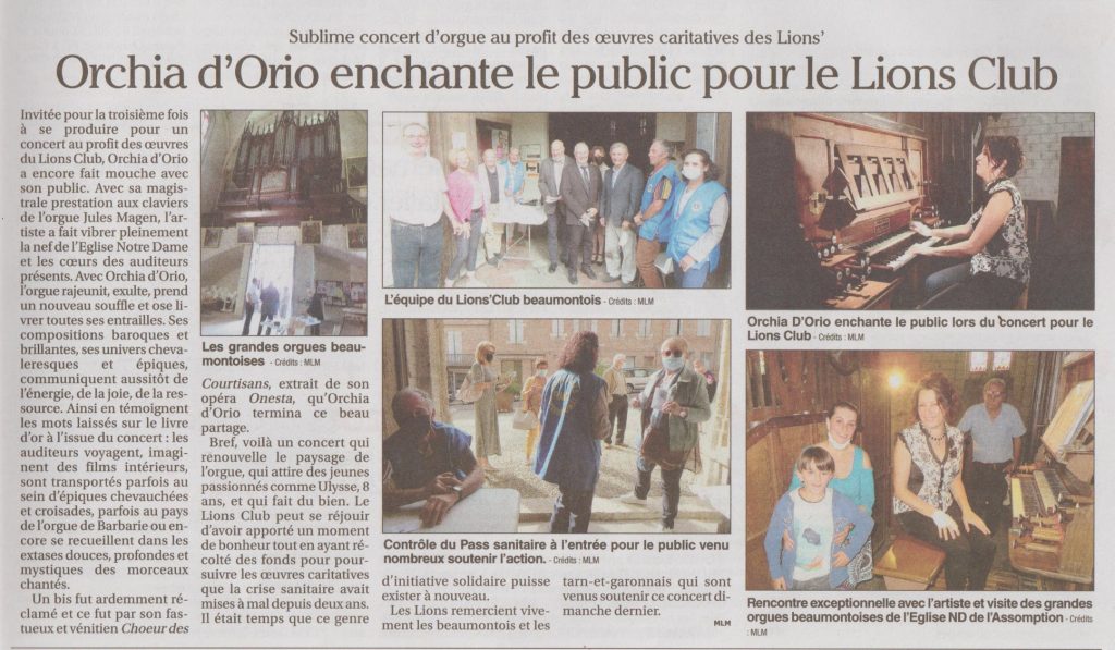 Orchia d'Orio enchante le public pour le Lions Club